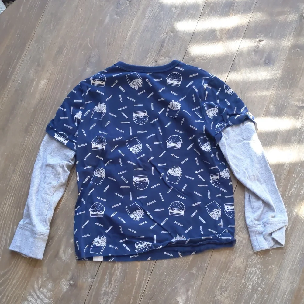 Two (2) Size 5 Gap long sleeve tees burgers and fries and chief firetruck print